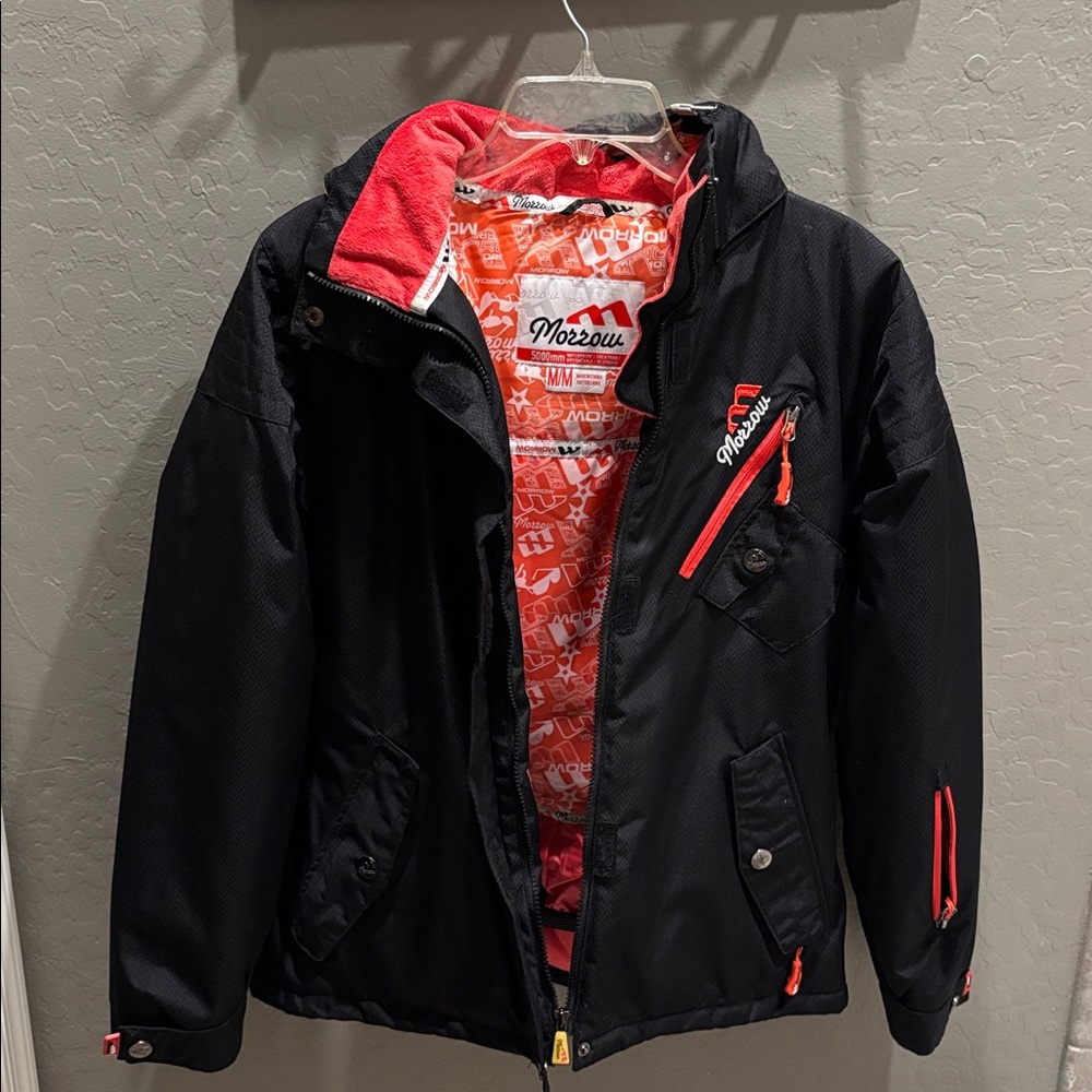Morrow Women’s hooded Ski Jacket - Black Jacket with Red Accents